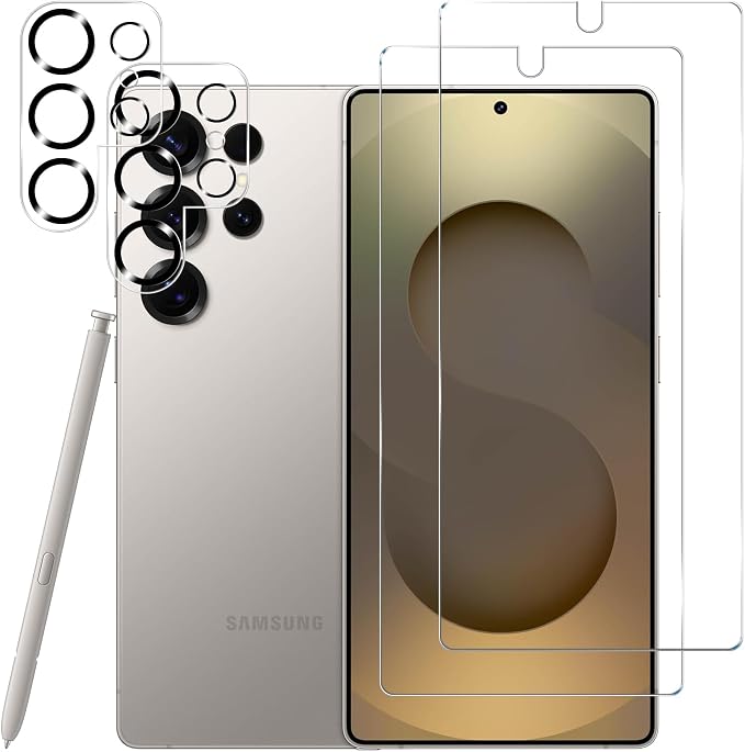 BIGFACE Galaxy S25 Ultra Tempered Glass Screen Protector + Camera Lens Protector [2 + 2 Pack][Case Friendly][Anti-Scratch][Ultrasonic Fingerprint Unlock]HD Protective Film for Samsung Galaxy S25 Ultra by Wehaveaprofessionalteam
