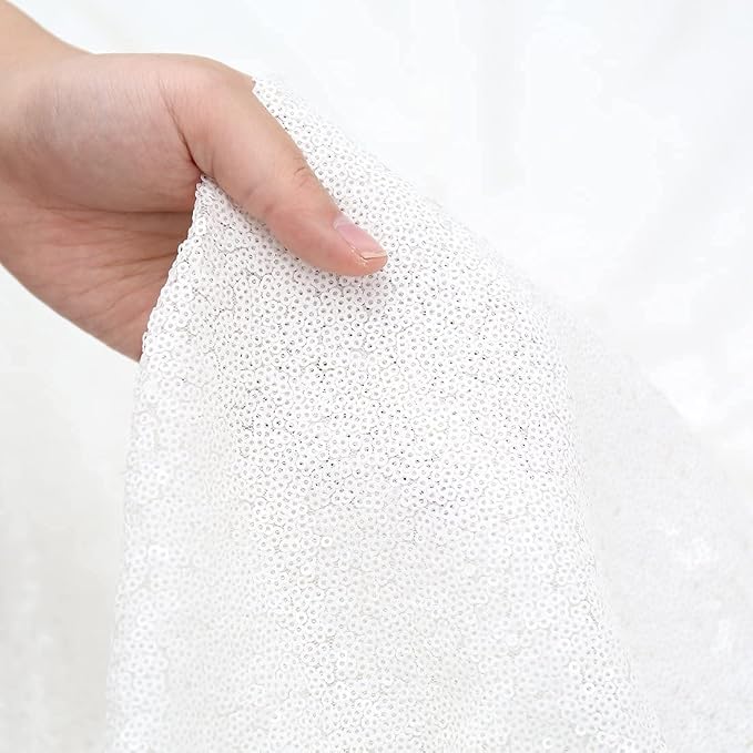 Poise3EHome 8FT x 8FT White Sequin Photography Backdrop Curtain for Party Decoration, White - Image 8