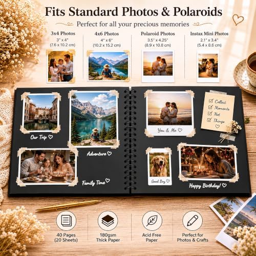 10x10 Inch DIY Scrapbook Album 40 Pages (20 Sheets), Hardcover Kraft Paper - Image 3