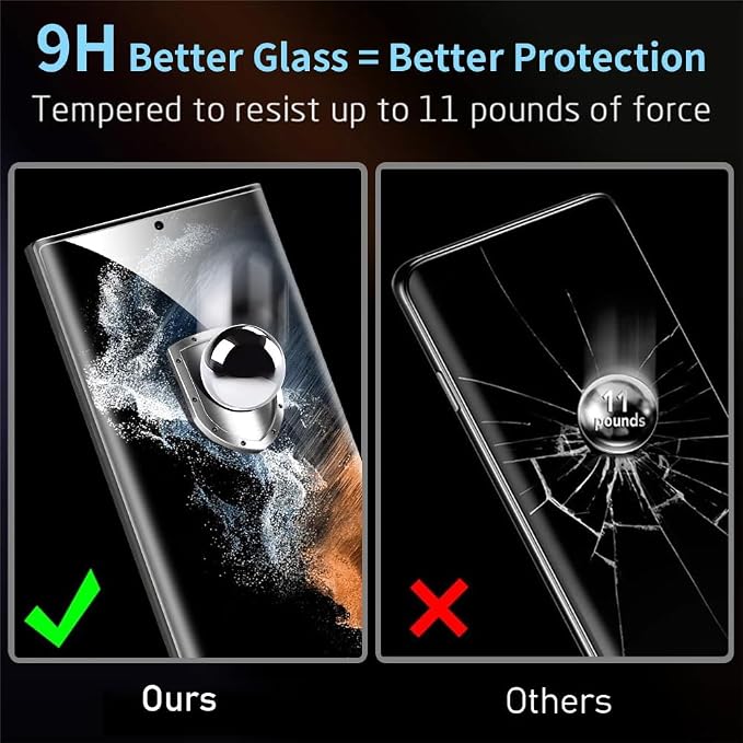 Samcorn 3 Pack Galaxy S22 Ultra Screen Protector, HD Clear Tempered Glass, Fingerprint Unlock, 3D Curved, Scratch Resistant, No Bubble for Samsung Galaxy S22 Ultra 5G Glass Screen Protector - Image 3