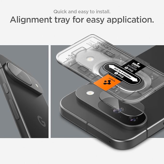 Spigen Glas.tR EZ FIT Optik Camera Lens Protector for Pixel 9 | GlasTR EZ Fit Optik, 9H+ Tempered glass, Scratch resistant, Original photo quality, Auto-align tray, Case-friendly, 2Pack - Image 5