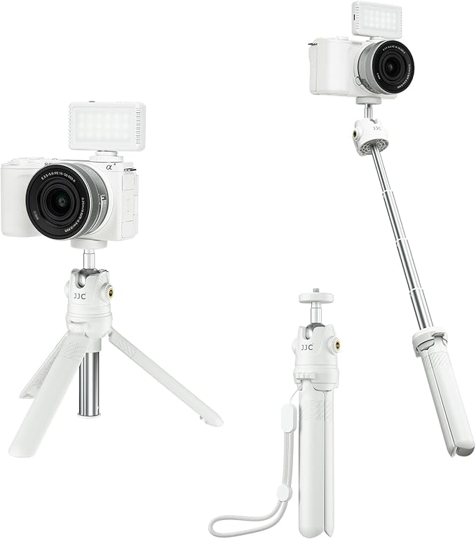 JJC Extendable Mini Tripod & Selfie Stick for Sony ZV1F ZV1 ZVE10 RX100 VII | for Sony ZV-E10 II ZV-1F ZV-1 II A6100 A6400, Canon PowerShot V1 SX740 HS G7X Mark III II EOS R100 R50 R10 & More by JJC