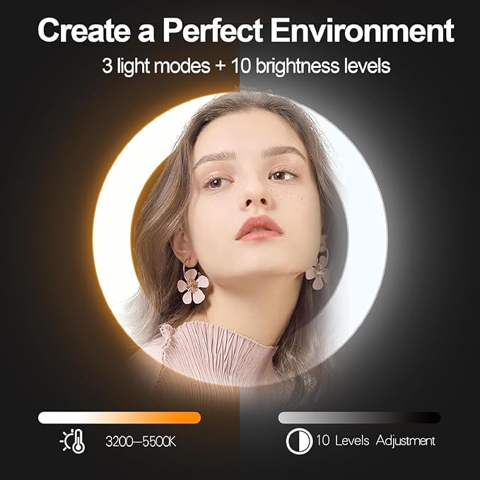 EMART 12" Ring Light with 55" Extendable Tripod Stands and Phone Holder | Dimmable LED Circle Round Light for Selfie Camera Photography, Makeup, YouTube Video, Vlogging, Live Streaming - Image 2