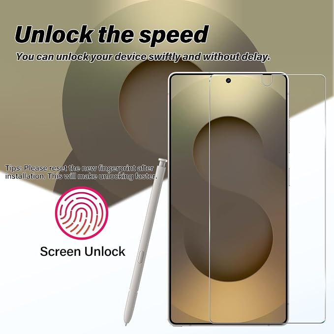 BIGFACE Galaxy S25 Ultra Tempered Glass Screen Protector + Camera Lens Protector [2 + 2 Pack][Case Friendly][Anti-Scratch][Ultrasonic Fingerprint Unlock]HD Protective Film for Samsung Galaxy S25 Ultra - Image 2