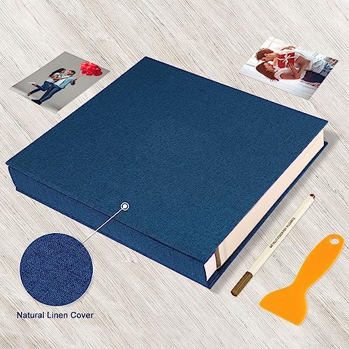 Photo Album Self Adhesive Pages 13.2x12.8 Scrapbook Blue 120 Pages - Image 4