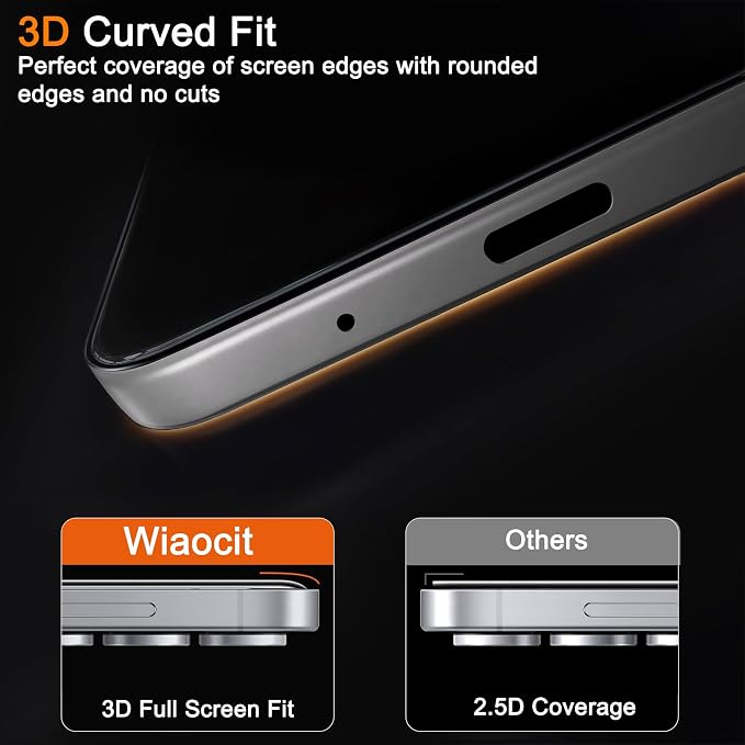Wiaocit Tempered Glass Privacy Screen Protector for Samsung Galaxy S25 FE | 3+3 Pack, 9H Hardness, Camera Lens Protector, Installation Frame, Bubble Free, Case Friendly - Image 5