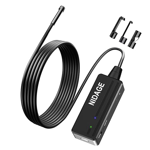 5.5mm Endoscope,1080P HD Borescope Inspection Camera with Light | Snake Camera for iPhone & Android, 5FT Flexible Cable, IP67 Waterproof, for Automotive HVAC Mechanic, Tools for Men by NIDAGE