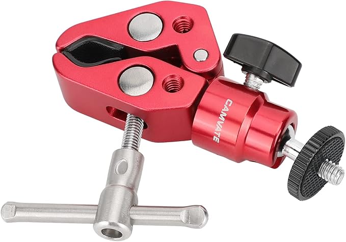 CAMVATE Crab Clamp with 1/4"-20 Mini Ball Head for Camera Monitor Mount/Red - Image 5