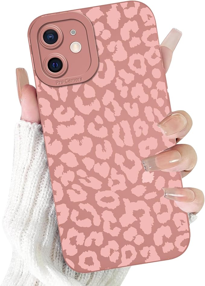 Cute Pink Cheetah Print Phone Case for iPhone 12 Mini 5.4" | Aesthetic Leopard Pattern Design Cover Full Camera Lens Protective Shockproof Soft Slim TPU Funda for Women Girls by Unknown