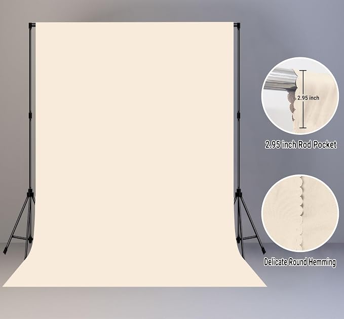 Cream Photography Backdrop for Photoshoot, Fabric 5x7ft | Polyester Studio Photo Backgrounds, Non Reflective, Easy to Hang, for Portrait Shoot, Product, Party Decor, Video Creation - Image 2