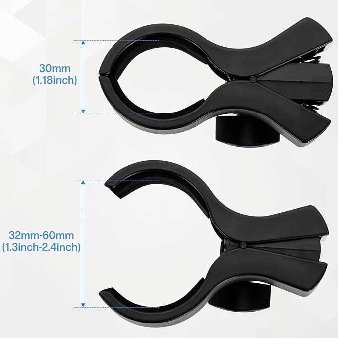 Large Microphone Clip for Mics with Outer Diameter 1.26" to 2.3" | Adjustable Mic Holder, Premium ABS, Inside sponge to protect microphones, With 5/8" Male to 3/8" Female Screw Adapter - Image 3