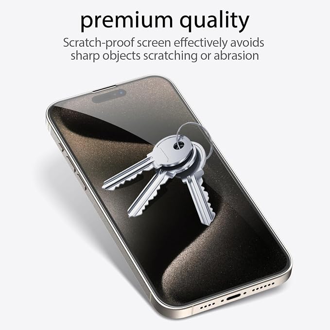 3 Pack Privacy Screen Protector for iPhone 15 +3 Pack Camera Lens Protector with Tempered Glass, Touch Sensitive and Case Friendly (iP-15） - Image 6