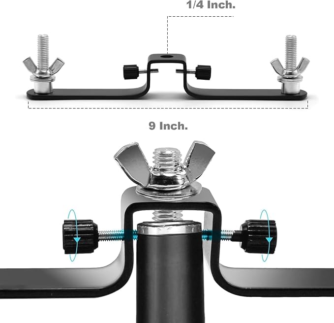 118" / 3m Background Folding Crossbar, Photography Lighting Muslin Backdrop Support Crossbar, 2 x 3m Crossbar, 2 x Mount,6 x Clip - Image 5