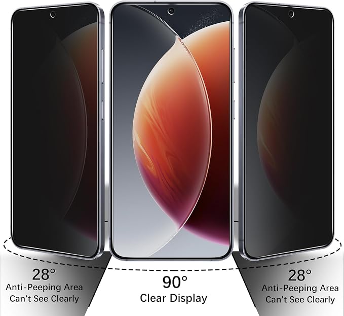 Privacy Screen Protector for Samsung Galaxy S26 Plus Tempered Glass | Fingerprint ID Compatible, Anti Spy, Camera Lens Protector, Anti Scratch, 2+2 Pack - Image 3