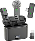 NPTCL Wireless Lavalier Mini Microphone for iPhone Video Recording | Noise Canceling Lapel Lav USB C Mic, LED Digital Charge Display, 35 Hour Charging Case for Vlog Youtube Tiktok Podcast by NPTCL