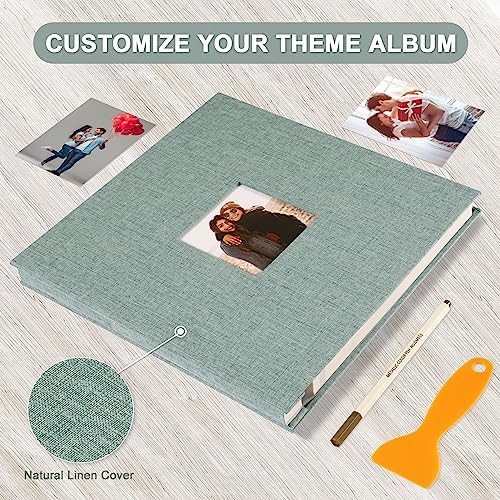 Photo Album Self Adhesive Pages Scrapbook 11x10.6 Green 40 Pages - Image 4