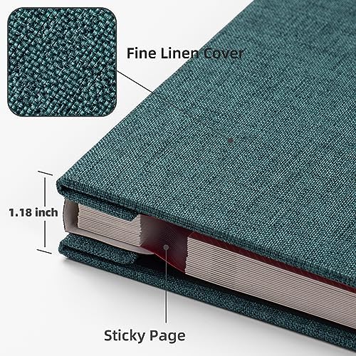 HoneyTolly Large Photo Album Self Adhesive, DIY Scrapbook Album for 3x5 4x6 8x10 Pictures, 60 Pages Linen Cover Memory Book, Ideal Gift for Family Wedding Baby Christmas Anniversary(Dark Green) - Image 3