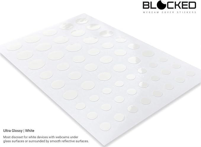 The Original Vinyl Webcam Cover Stickers | Restickable & Stackable Privacy Covers | for All Camera-endable Devices | 3-Sizes | 57 White (Ultra Glossy) - Image 2
