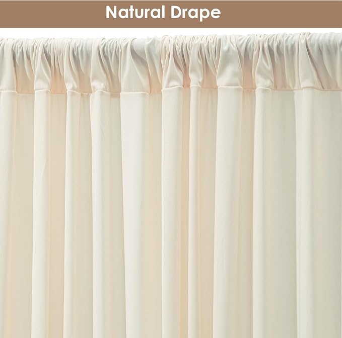 20x10ft Wrinkle Free Ivory Backdrop Curtain for Parties Soft Fabric Drapes Wedding Ivory Curtain Backdrop for Birthday Party Decorations Background for Photography 5x10ft,4 Panels - Image 5