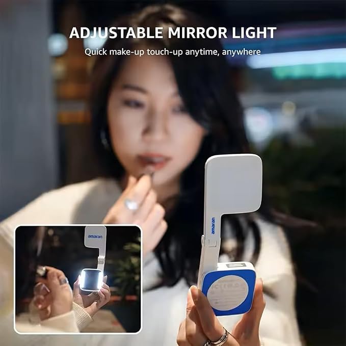 Amaran Go Magnetic Selfie Phone Light,Dual LED Light Source (Charcoal) | with Adjustable Mirror Light CCT 2700K-6500K,Rechargeable for Selfie,Makeup,Video Conference,TikTok,for iPhone & Android - Image 4