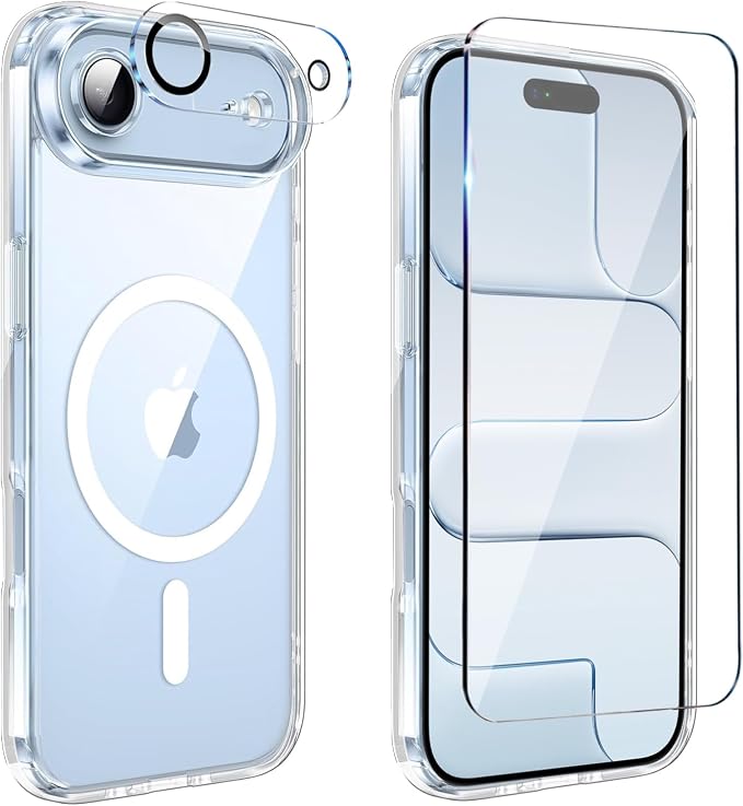 for iPhone Air Case Clear,Magnetic iPhone Air Case with Screen Protector & Camera Protector [Compatible with MagSafe], Shockproof TPU Cover for iPhone 17 Air Phone Cases-Transparent by Unknown