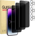 3 Pack Privacy Screen Protector for iPhone 14 Pro Max+3 Pack Camera Lens Protector with Tempered Glass, Touch Sensitive and Case Friendly by Cutebe