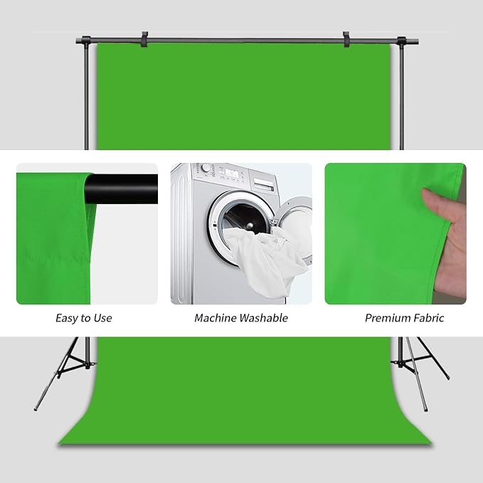 Green Screen Backdrop for Photoshoot Solid Color Background 5x7 ft | Photography Studio Photo Booth Curtain for Headshot, Homestudio, Portrait, Video, Meeting, Easy to Install, Washable Fabric - Image 5