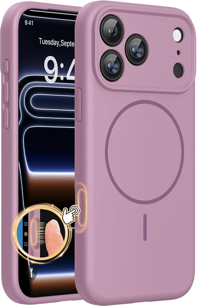 Miracase Magnetic for iPhone 17 Pro Case, Silicone, Blackcurrant | Compatible with MagSafe, Soft Microfiber Lining,Shockproof Drop Protection Phone Case for 17 Pro by Miracase