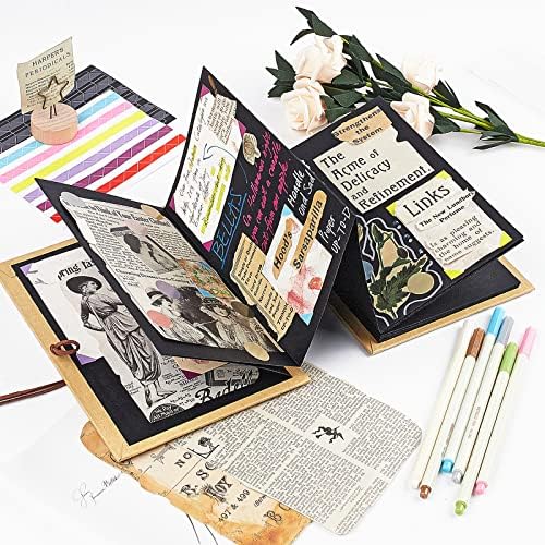 Small Accordion Scrapbook Album, 6x8 Inch with Marker Pens - Image 7