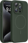 miracase Magnetic for iPhone 15 Pro Max Case, [Soft Anti-Scratch Microfiber Lining], Compatible with MagSafe, Liquid Silicone Case Shockproof Drop Protection Phone Case for 15 ProMax, Dark Green by Miracase