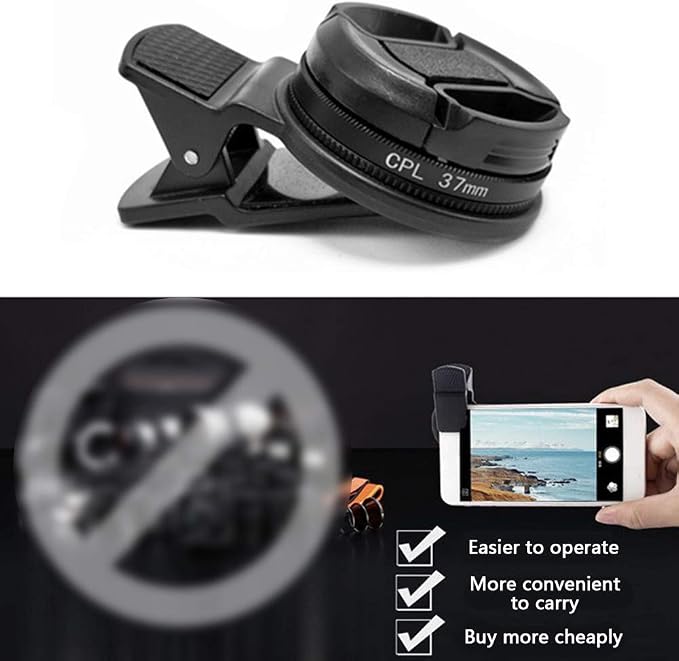 37mm CPL Phone Filter - Circular Polarizer Lens, Includes CPL Lens and Clip - Image 2