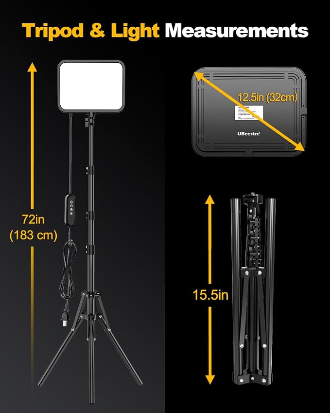 UBeesize 2-Pack LED Video Light Kit with Tripod Stand & Phone Holder | Ultra-Bright 3000-Lumen Dimmable Studio Lights for Live Streaming, Video Recording, Makeup, Gaming, YouTube and Photography - Image 6