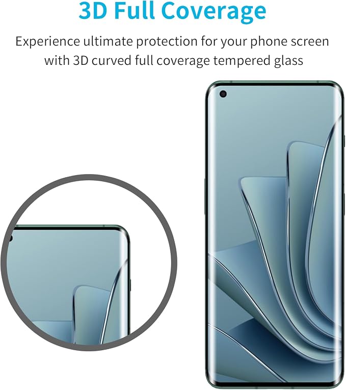 Didisky 3 Pack Screen Protector for Oneplus 10 Pro (Not for 10t,10) Tempered Glass Film, 3D Curved Full Coverage,Easy to Install,Bubble Free,9H,Anti Scratch - Image 4