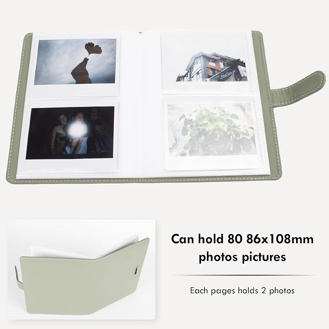 Rieibi Photo Album for Fujifilm Instax Wide210/Wide300/Wide400 Camera, 3.4x4.3 Inch Wide Film 80 Pockets PU Leather Photo Frame for Instax Wide 400 Album, Album for Instax Wide series - Image 3