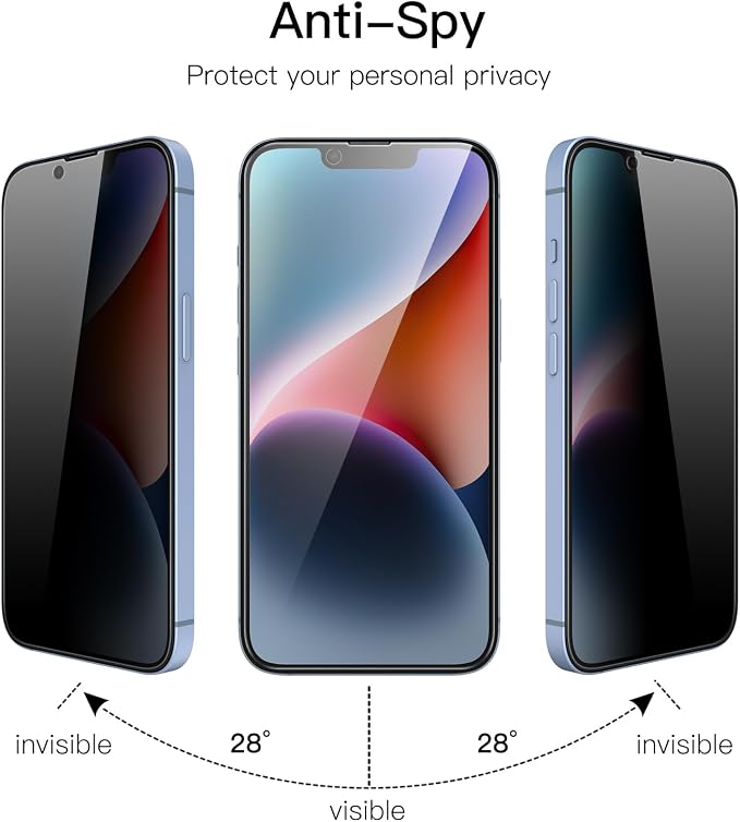 JETech Privacy Screen Protector for iPhone 14 Plus, 2+2 Pack | with Camera Lens Protector, Anti-Glare 9H Tempered Glass, Anti-Spy, Full Coverage, Scratch Resistant, Case-Friendly - Image 2