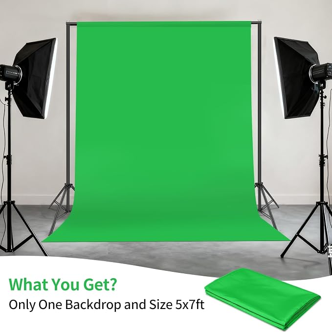 Hemmotop Chromakey Green Screen Backdrop, 5x7ft Small Background Fabric | Solid Chroma Green, Polyester Cloth, Perfect for Streaming Video Calls Zoom Studio, Ideal for Content Creators, Photography - Image 7