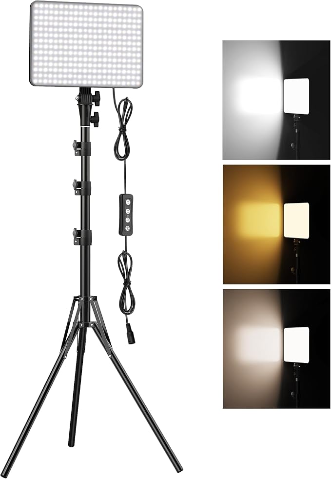 30W Upgraded Photography Lighting Kit, Anautin 1-Pack LED Video Lighting for Video Recording, 3700Lux Studio Lights with Tripod Stand for Photography, Streaming, Gaming, Podcast, Filming, Vlogging by Anautin