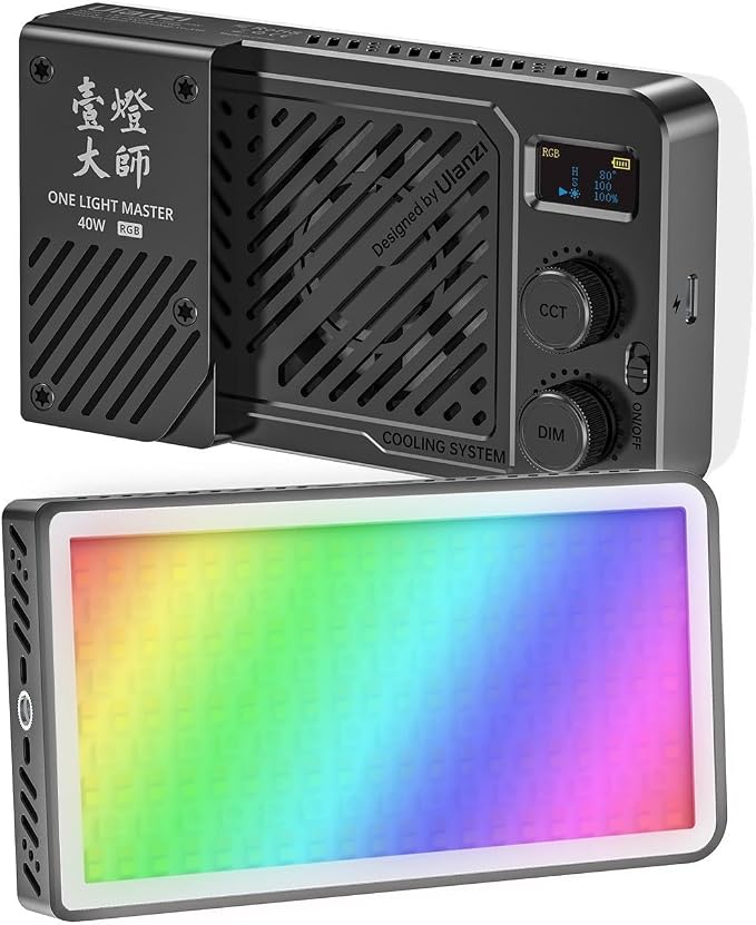 ULANZI 40W Portable RGB Video Light, 5000mAh Rechargeable LED Camera Light, 20 Scene Modes, 2700-6500K Mini Studio Lighting for YouTube, Vlogging, Live Streaming, Photography by ulanzi