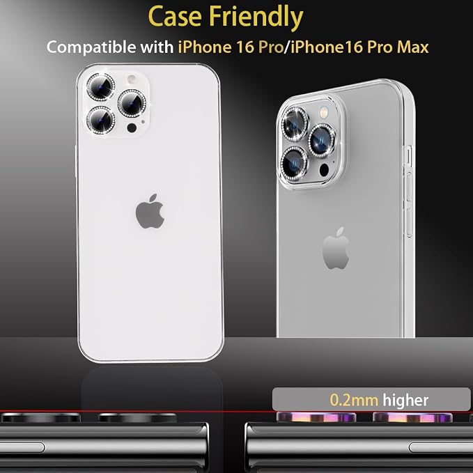 Camera Lens Protector for iPhone 16 Pro/16 Pro Max, Diamond Black | Tempered Glass, Auto-align Tray, Easy Installation, Case Friendly, Anti-Scratch, HD Clear, Ultra Slim - Image 5
