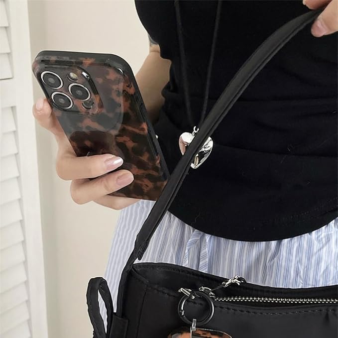 Cute Phone Case for iPhone 16 Pro Max Case Amber Leopard Print | Cheetah Tortoiseshell Pattern,Full Camera Protective,Slim Shockproof TPU,Aesthetic Girly Glossy Cover for Women Men-Brown - Image 6