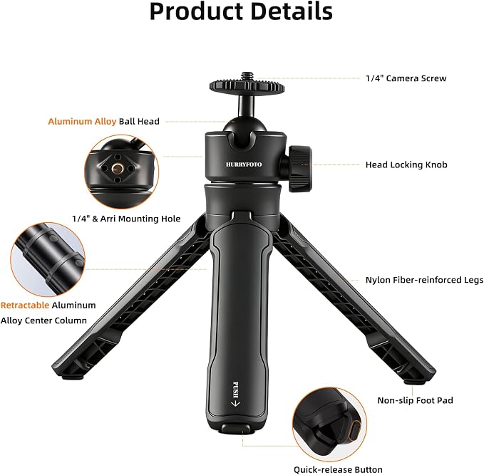 One-Click Mini Desktop Tripod for Camera, Phone & Action Cam | Adjustable Foldable Stand for Streaming, Zoom Meetings, Vlog Recording & Content Creation - Image 9