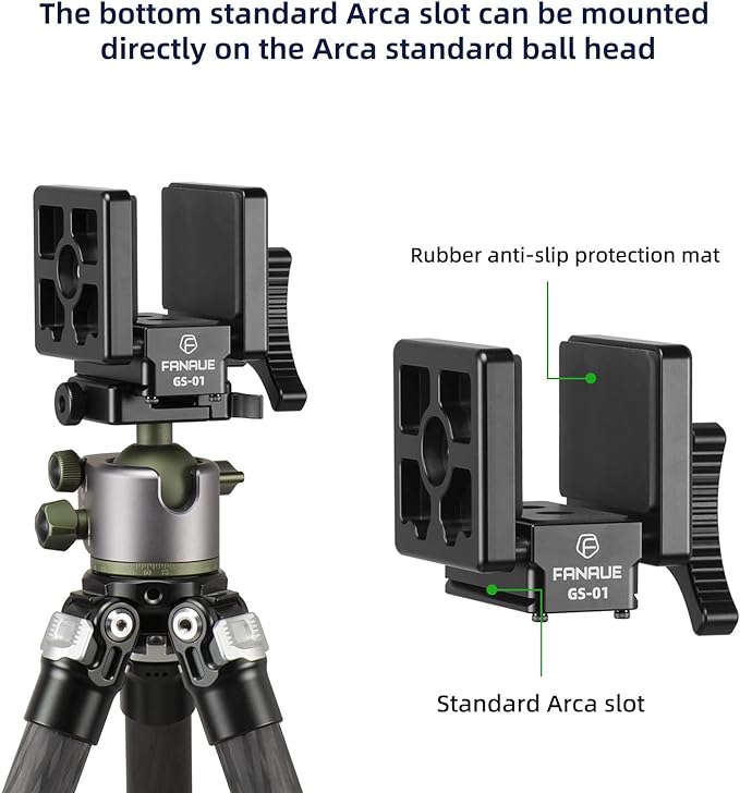 FANAUE GS-01Arca Swiss Rifle Saddle Mount, Hunting Tripod Clamp with Quick Release Plate, Shooting Tripod Rest, Enhanced Accuracy Ball Head & Adapter for Hunting and Shooting - Image 3