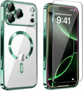 Magnetic Glossy Case for iPhone 17 Pro Max,iPhone 17 ProMax Phone Case Slim Clear Luxury with Screen Protector & Camera Protector [Compatible with MagSafe], Shockproof Cover for iPhone 17 Max-Green by Unknown