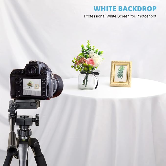 Aimosen 10x10 FT White Backdrop Background for Photography, Large Pure Photo Backdrop Curtain Drapes, High Density Screen Backdrops for Party Portrait Photoshoots Booth Video Studio - Image 4