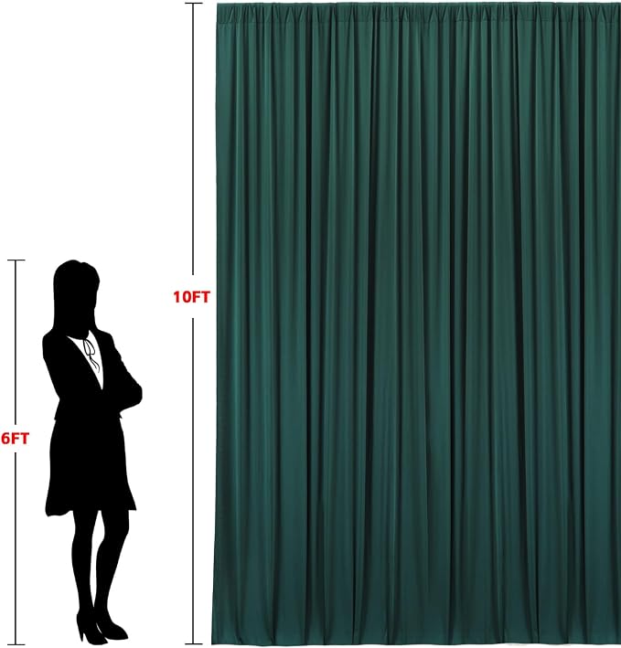 10x10ft Wrinkle Free Hunter Green Backdrop Curtain for Parties Soft Fabric Drapes Wedding Dark Green Curtain Backdrop for Birthday Party Decorations Background for Photography 5x10ft,2 Panels - Image 6