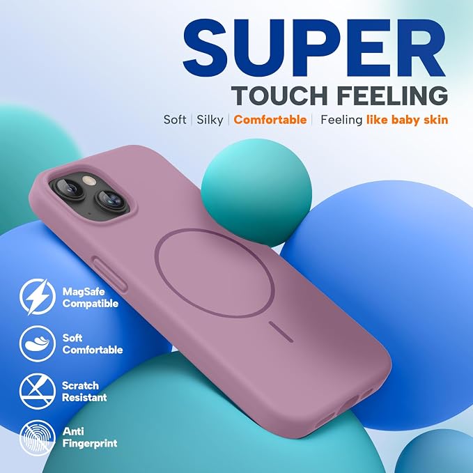 Miracase Silicone & Magnetic for iPhone 13 Case, Blackcurrant | Compatible with MagSafe, Soft Microfiber Lining, Premium Silicone Cover Shockproof Drop Protection Phone Case for 13 - Image 5