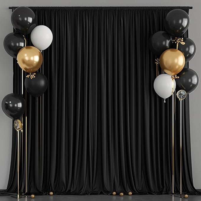 40x10ft Wrinkle-Free Black Backdrop Curtain for Parties Soft Fabric Drapes Wedding Black Curtain Backdrop for Birthday Party Decorations Background for Photography 5x10ft, 8 Panels - Image 5
