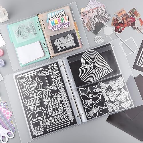A4 Die Storage Book Binder,Die&Stamp Storage Folder,Page Protectors Pockets Inserts Organizer for Cutting Dies Stencil Album Stamp Crafts,1PCS Storage Book Cover&20PCS Inserts with 1/2/3/4 pockets - Image 4