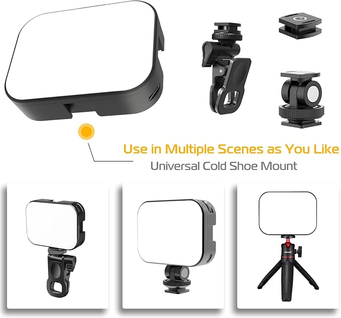 Ulanzi VL100X Selfie Light, Mini Clip LED Light Panel for Phone Bi-Color | 2500-6500K, Dimmable, with 4 Cold Shoe, 2000mAh Battery Typ-c Charge, for iPhone Laptop/Tablet/Camera, Video Conference Vlog - Image 9