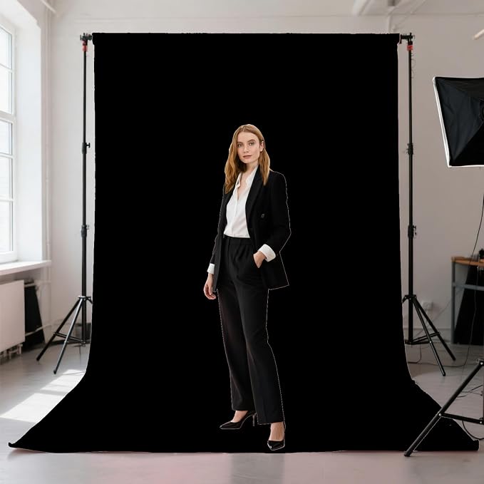 Black Photography Backdrop for Photoshoot, Fabric 5x7ft | Polyester Studio Photo Backgrounds, Non Reflective, Easy to Hang, for Portrait Shoot, Product, Party Decor, Video Creation - Image 2